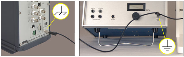 Ground configuration between MSR Electrode Rotator control unit and potentiostat