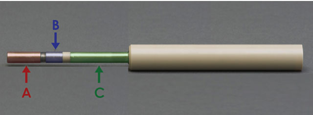 Rotating Ring Disk Shaft with Electrically Isolated Sections Labeled