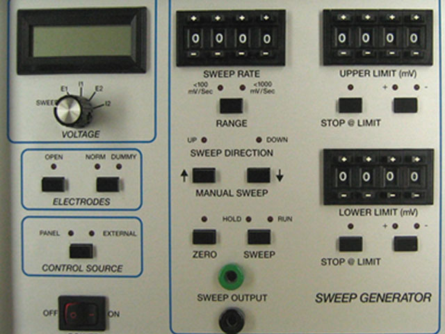 Front Panel (Left Side Only) of the AFCBP1 Bipotentiostat