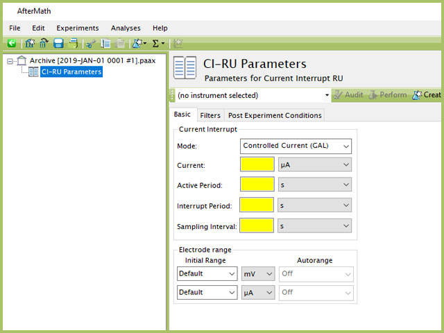 Current Interrupt RU (CI-RU) Experiment Basic Tab